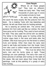 English Worksheet: A story about Cave People short