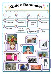 English Worksheet: A2 - B1 vocabulary practice - a quick reminder