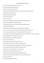 English Worksheet: speaking questions
