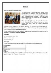 English Worksheet: Royal Family to work Family members 