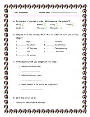 English Worksheet: Time Expressions