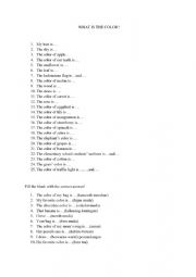 English Worksheet: COLOR