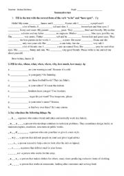 English Worksheet: summative test