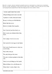 English Worksheet: Proverbs in English
