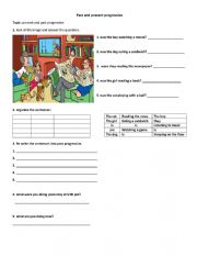 English Worksheet: present and past progressive