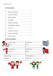 English Worksheet: countries and nationalities
