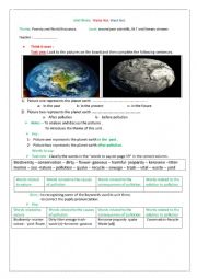 English Worksheet: Unit 3: Poverty and world resources , waste not, want not ( the Amazon forest in brazil)