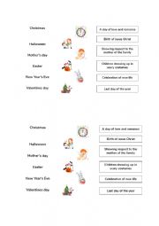 English Worksheet: Celebrations