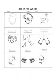 English Worksheet: Parts of the bodyyy