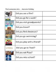 English Worksheet: find someone who.. autumn holidays