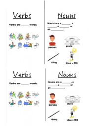 English Worksheet: Verbs and Nouns Definition Review