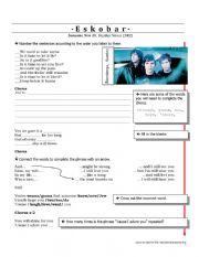 English Worksheet: Lyrics / Song Worksheet on Eskobar 