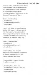 English Worksheet: I love Lady Gaga - listening