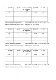 English Worksheet: Speaking table