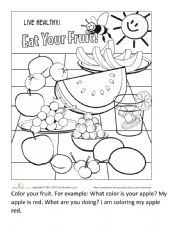 English Worksheet: Coloring fruit