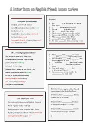 English Worksheet: a letter from an english friend 8th form tense review