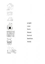 English Worksheet: Animals and their homes