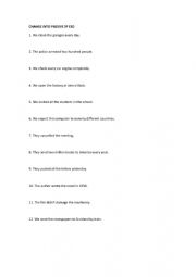 English Worksheet: ACTIVE INTO PASSIVE TRANSFORMATION
