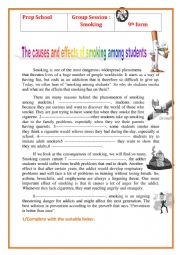 English Worksheet: The causes and effects of smoking among students   