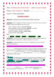 English Worksheet: etnics in business vocabulary explorer