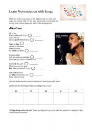 English Worksheet: Song: All of me, Billie Holiday - Pronunciation