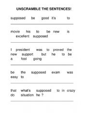 English Worksheet: Unscramble The Sentences