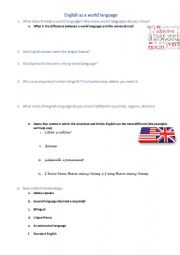 English Worksheet: English as a world language