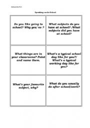 English Worksheet: school speaking cards