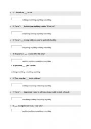 English Worksheet: Something anything nothing