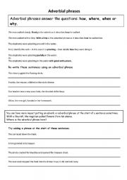 English Worksheet: Adverbial Phrases