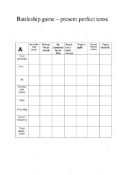 English Worksheet: Battleship - present perfect tense