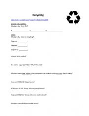 English Worksheet: Recycling