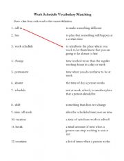 Work Schedule Vocabulary Matching