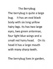 English Worksheet: The Berry Bug