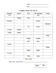English Worksheet: Irregular verbs test 1-15