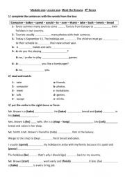 English Worksheet: 8th form module one review