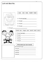 English Worksheet: Body parts