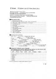 English Worksheet: ll phone you if I hear from Alice. 