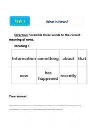 English Worksheet: What is news?