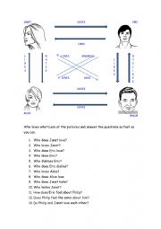 English Worksheet: Who loves who