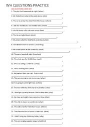 English Worksheet: WH QUESTIONS PRACTICE 4