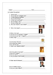 English Worksheet: QUESTIONS FOR BEGINERS