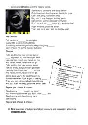 English Worksheet: Song: 