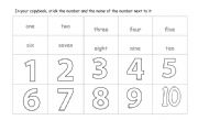 English Worksheet: Numbers from 1 to 10