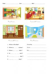 English Worksheet: rooms of the house