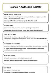 English Worksheet: Safety and risk idioms