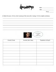 English Worksheet: Goosebumps Movie Activity