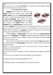 English Worksheet: texts about prejudice