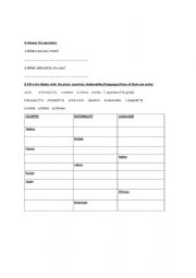 English Worksheet: Countries and Nationalities 