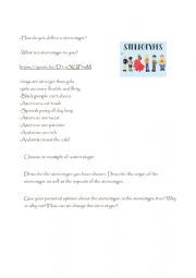 English Worksheet: Stereotypes